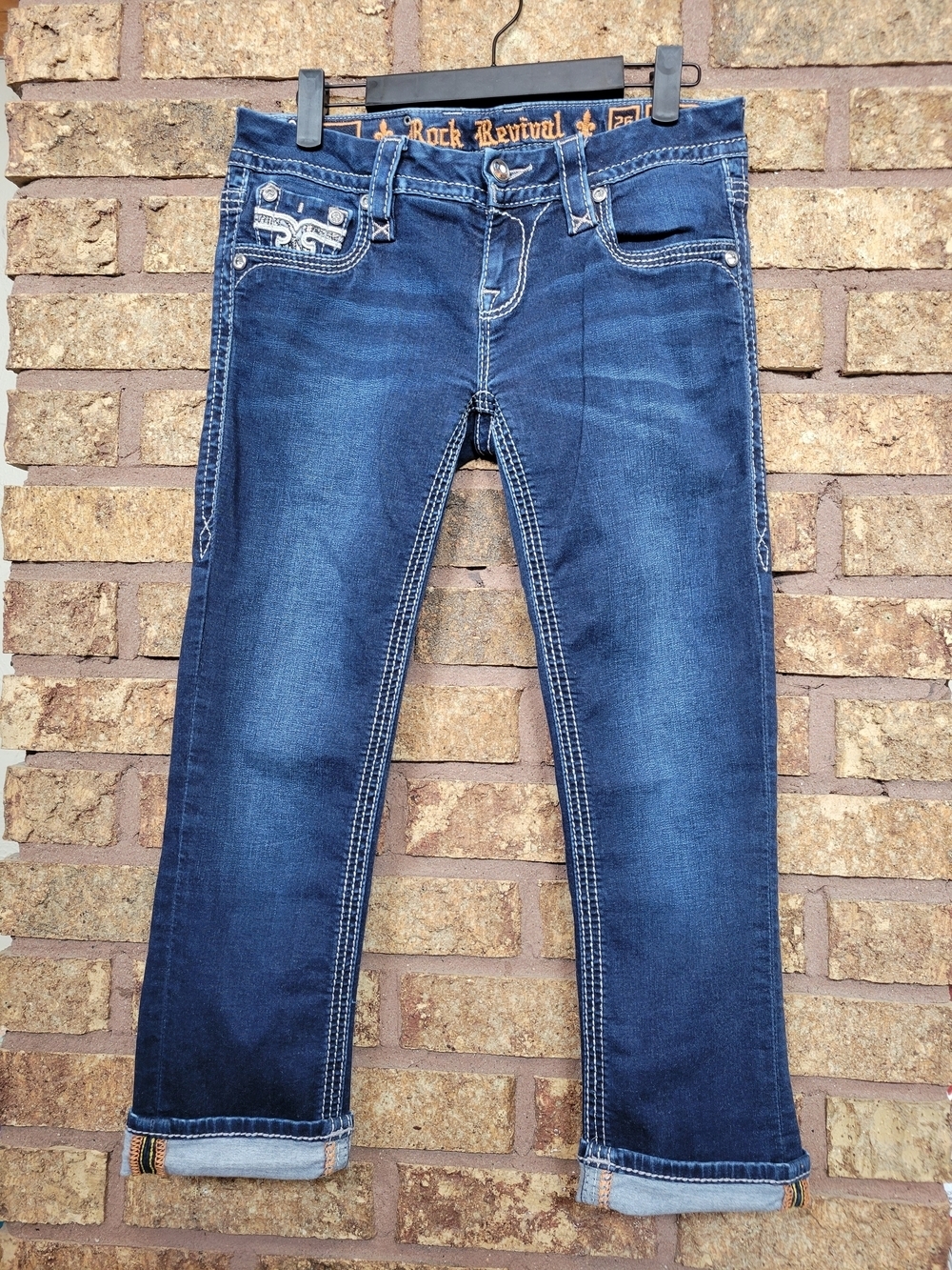 Rock Revival Betty Crop Dark Wash Denim Capri Jeans Size 26 Cotton Stretch
